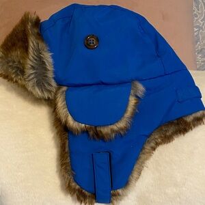Blue Aviator Hat with Faux Fur Trim Calikids L 18months-3 yr.